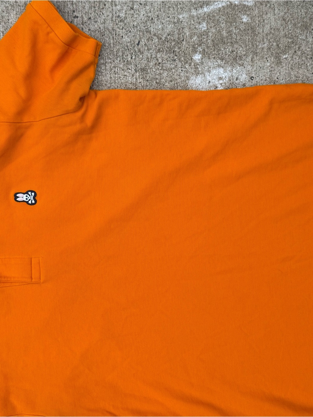 Psycho Bunny Orange V-Neck Polo Sweater with Embroidered Bunny - Picture 5 of 8
